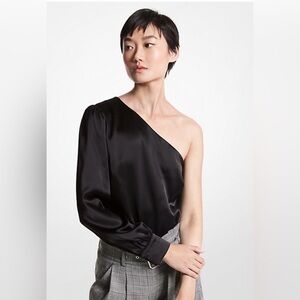 WORN ONCE - MICHAEL MICHAEL KORS Satin One-Shoulder Top